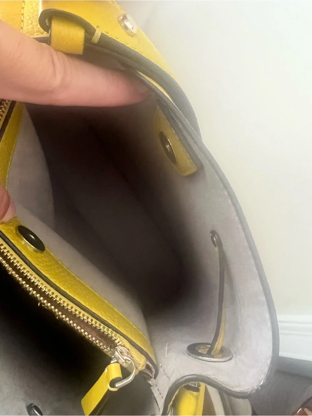 Kate Spade Yellow Pebbled Leather Shoulder Bucket Bag with Tassel- like